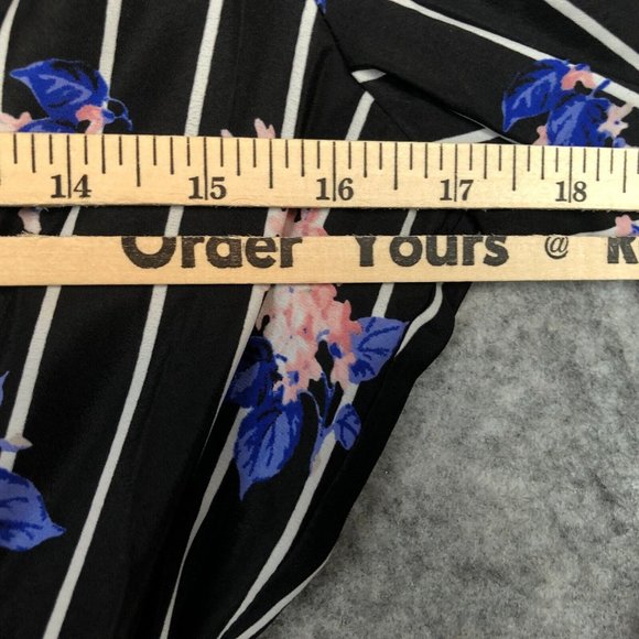 Maison Jules Dress S Striped Floral Black Shirtdress Above Knee Long Sleeve - Picture 7 of 12